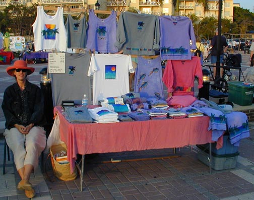 Claudia Richard Exhibiting Tee Shirts at Sunset Celebration