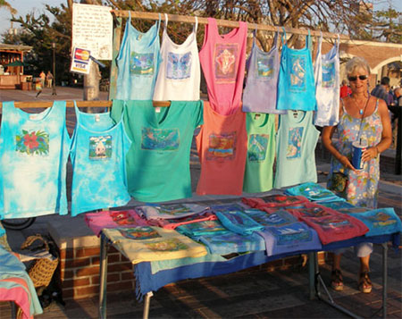 Key West Sunset Artist Vicky with Tee Shirts and Art Switch Plate Covers